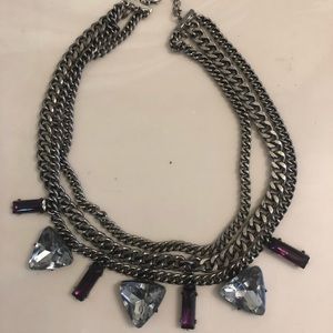 Triple chain silver with stones